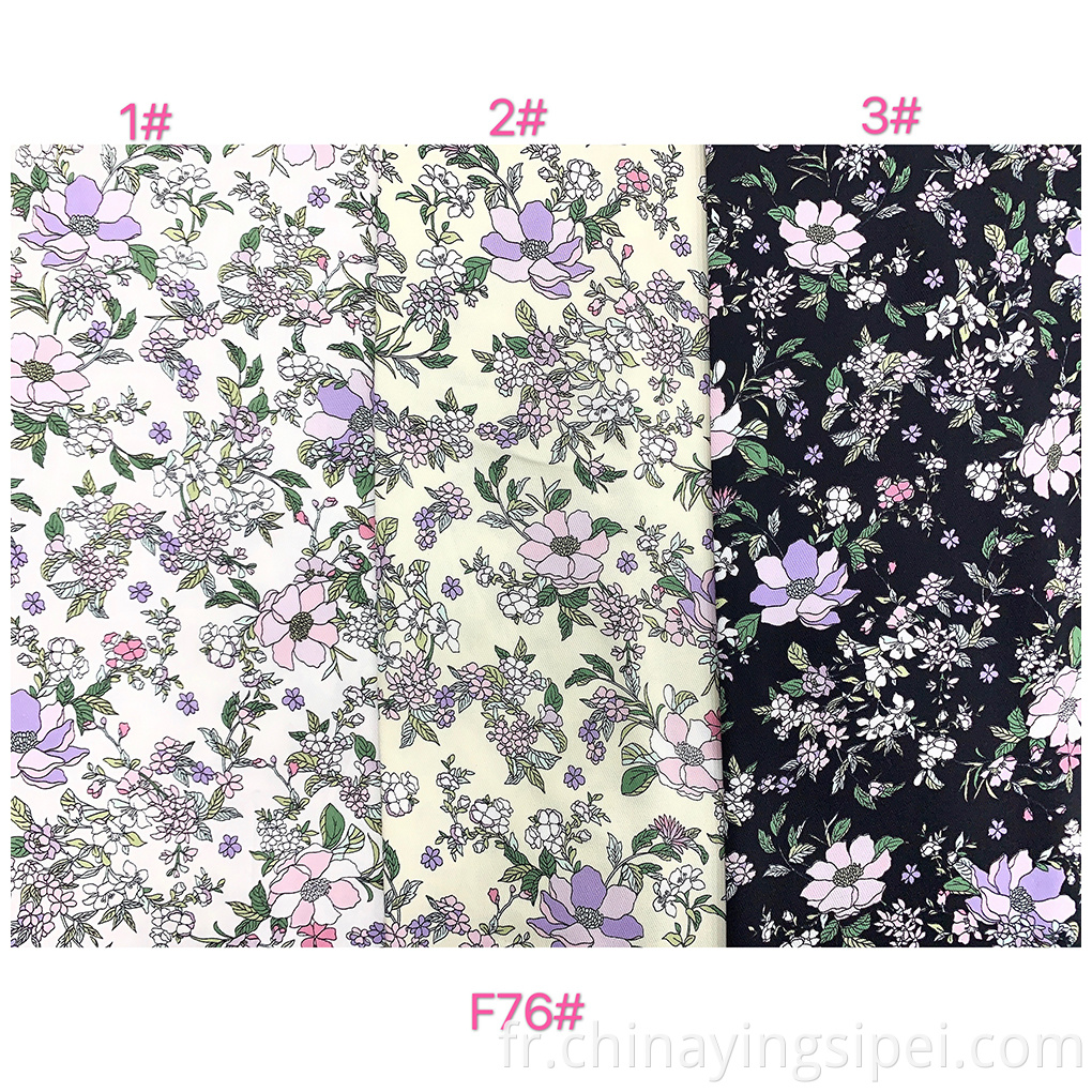 Vente de petites fleurs imprimées moyens moyens 100% de rayonne Twill Tissu de Noël 100% rayonne